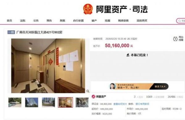 许家印侄子豪宅拍卖，被苏老板5016万元拍下