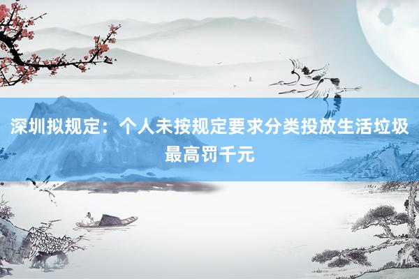 深圳拟规定：个人未按规定要求分类投放生活垃圾最高罚千元
