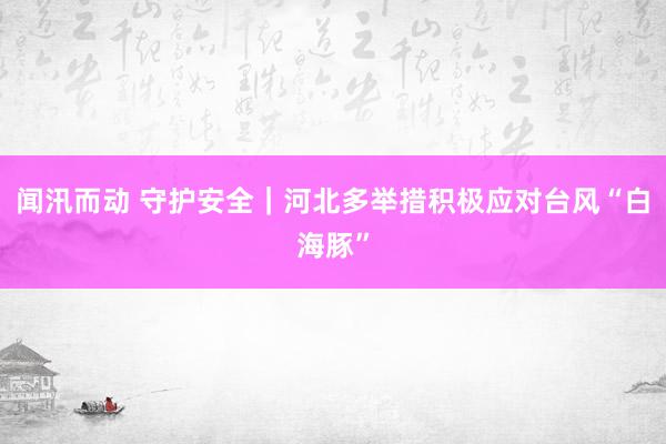 闻汛而动 守护安全｜河北多举措积极应对台风“白海豚”