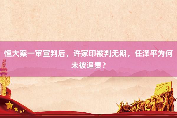 恒大案一审宣判后，许家印被判无期，任泽平为何未被追责？