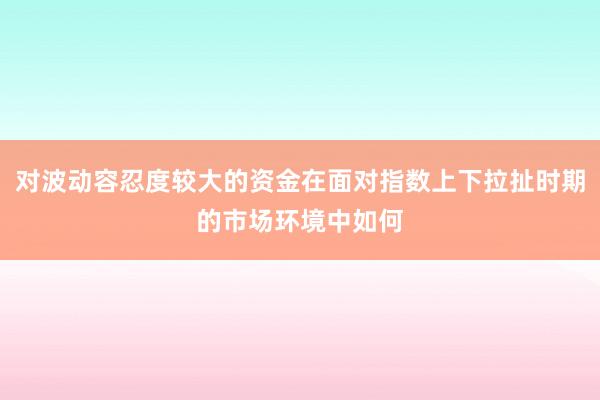对波动容忍度较大的资金在面对指数上下拉扯时期的市场环境中如何